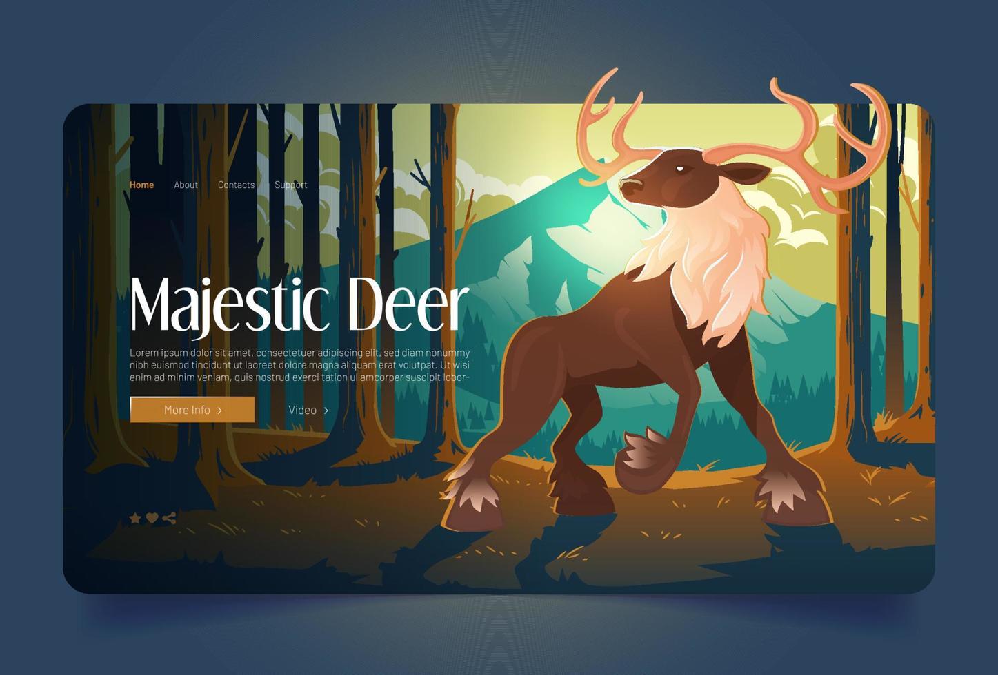 majestuosa pancarta de ciervo con gran ciervo en el bosque vector