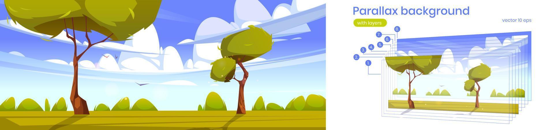 Parallax background with summer landscape vector