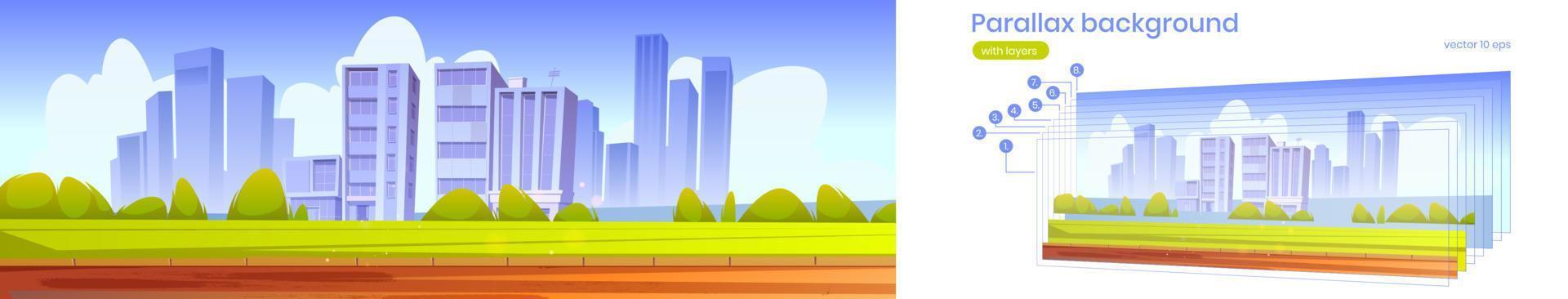 Parallax background city skyline summer urban view vector