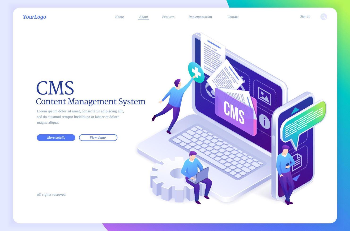 Content management system, CMS banner vector