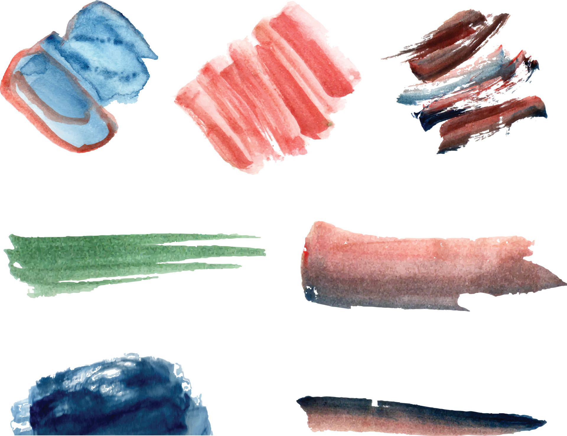 Set of colorful watercolor circular backgrounds vector, illustration