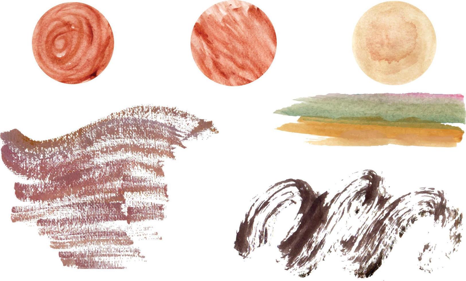 Set of colorful watercolor circular backgrounds vector, illustration