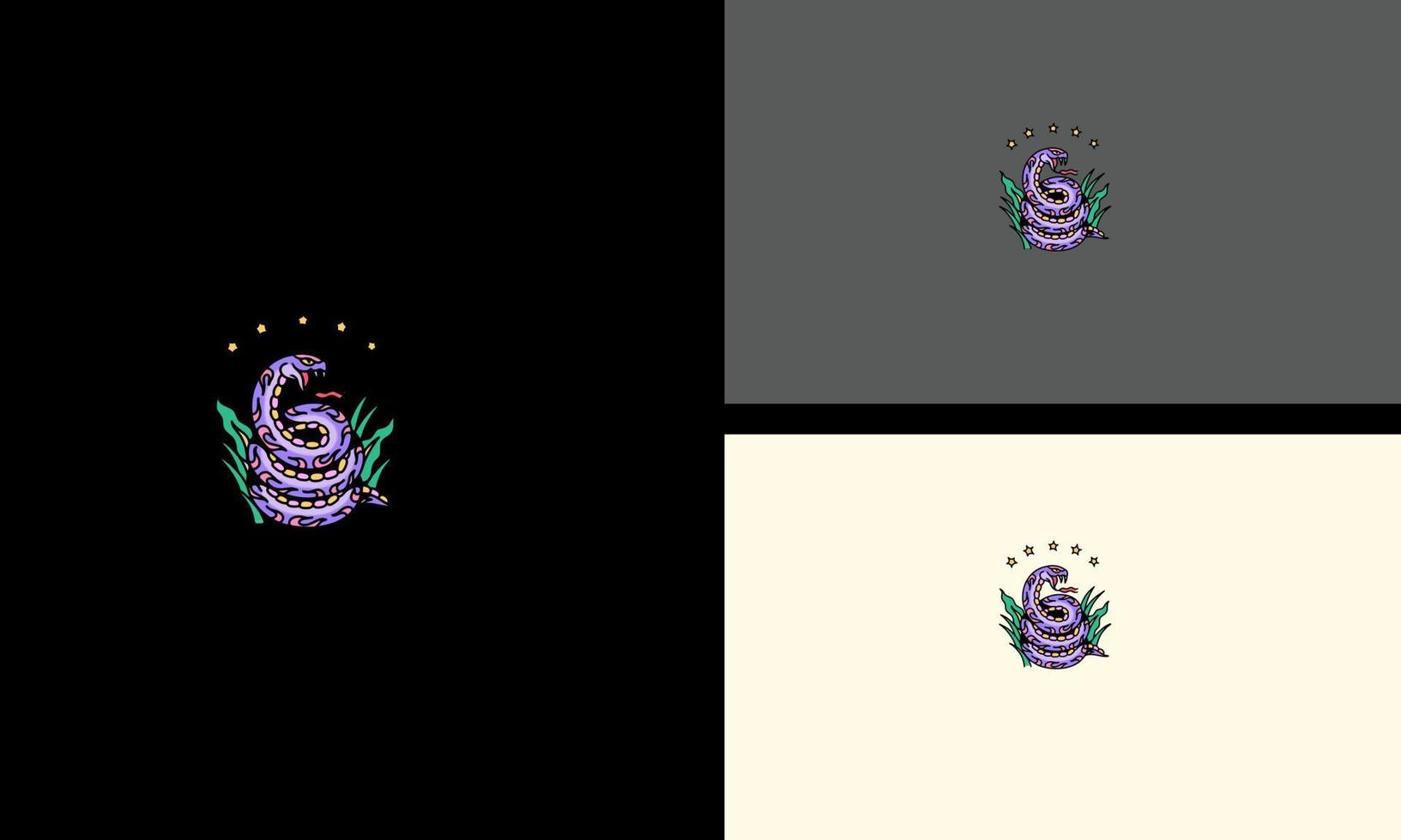 purple snake coiled vector illustration logo concept