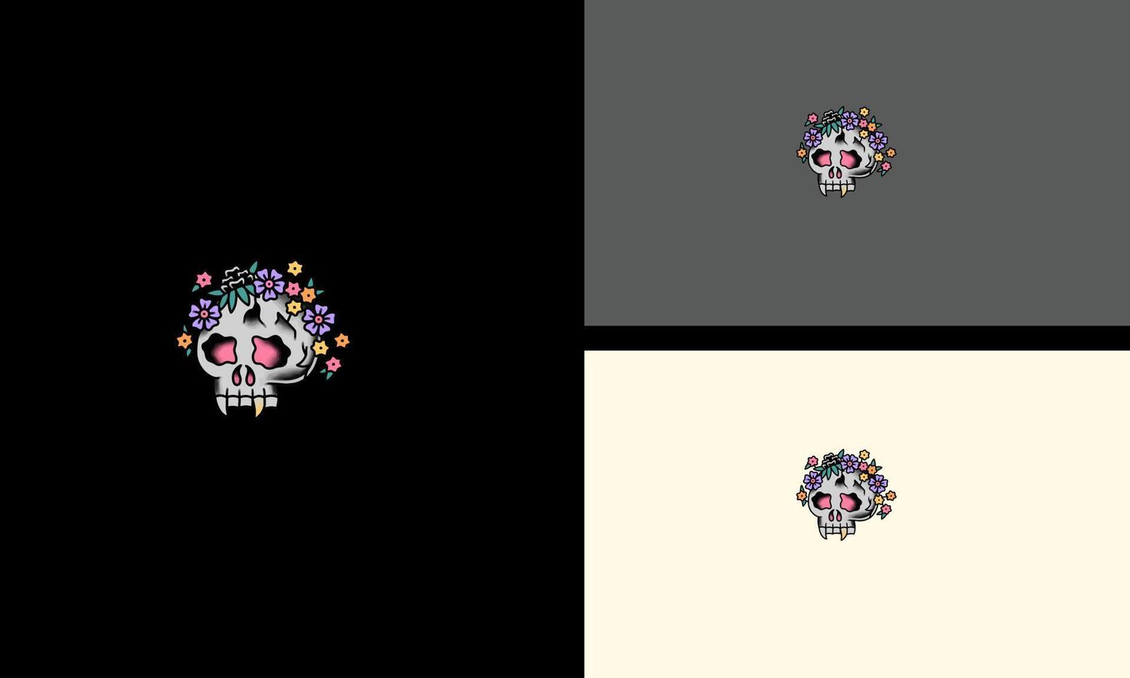 head skull with flowers vector illustration artwork design