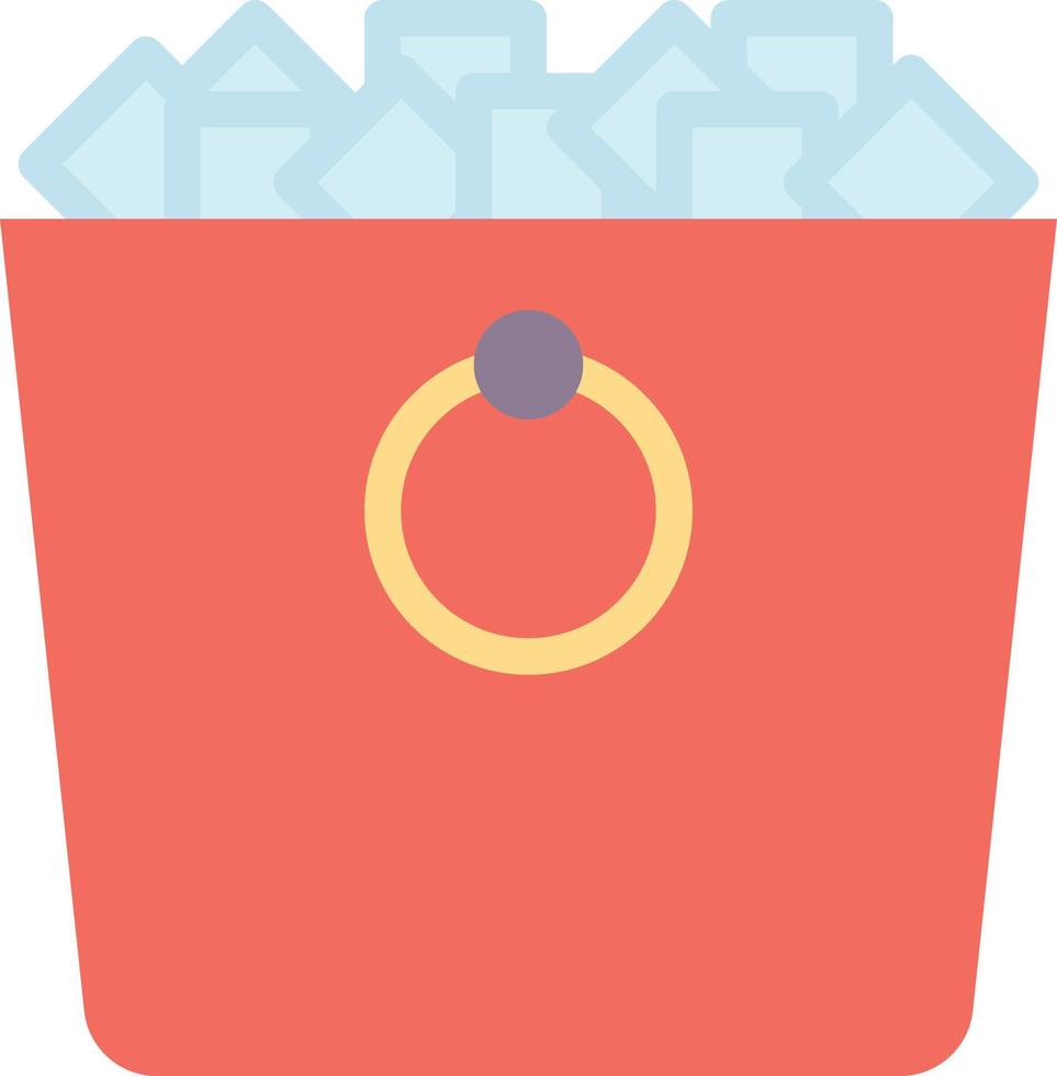 ice bucket cold freeze beverage - flat icon vector