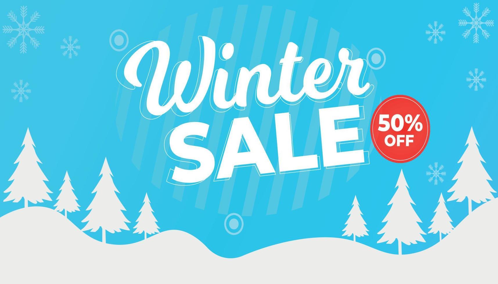 Winter sale banner template design with tree vector