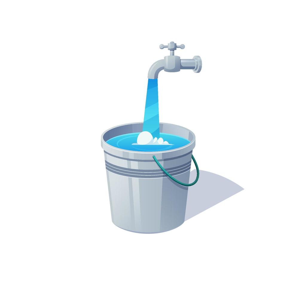 Illustration fill the water in the bucket until it's full vector. vector