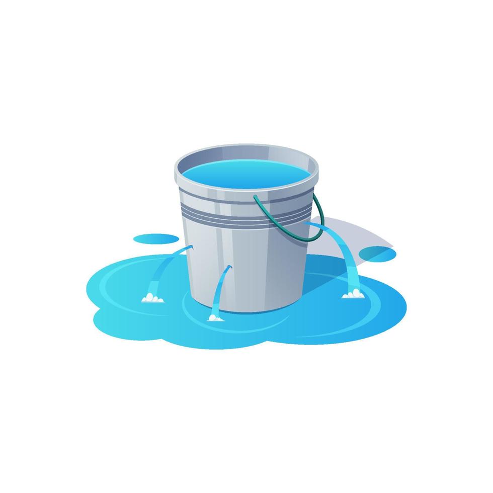 fugas de agua de la ilustración de vector de cubo.