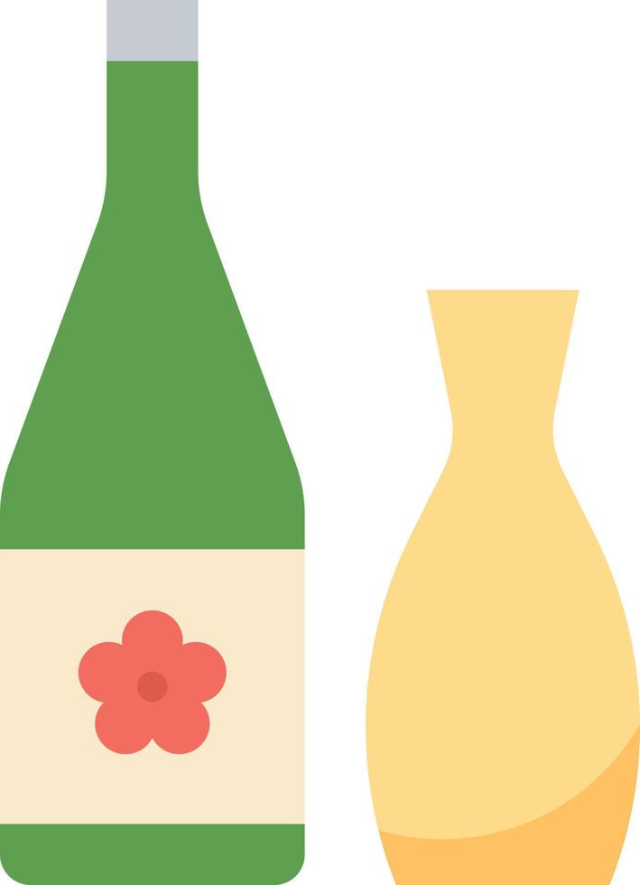 sake japanese alcohol bottle beverage - flat icon vector