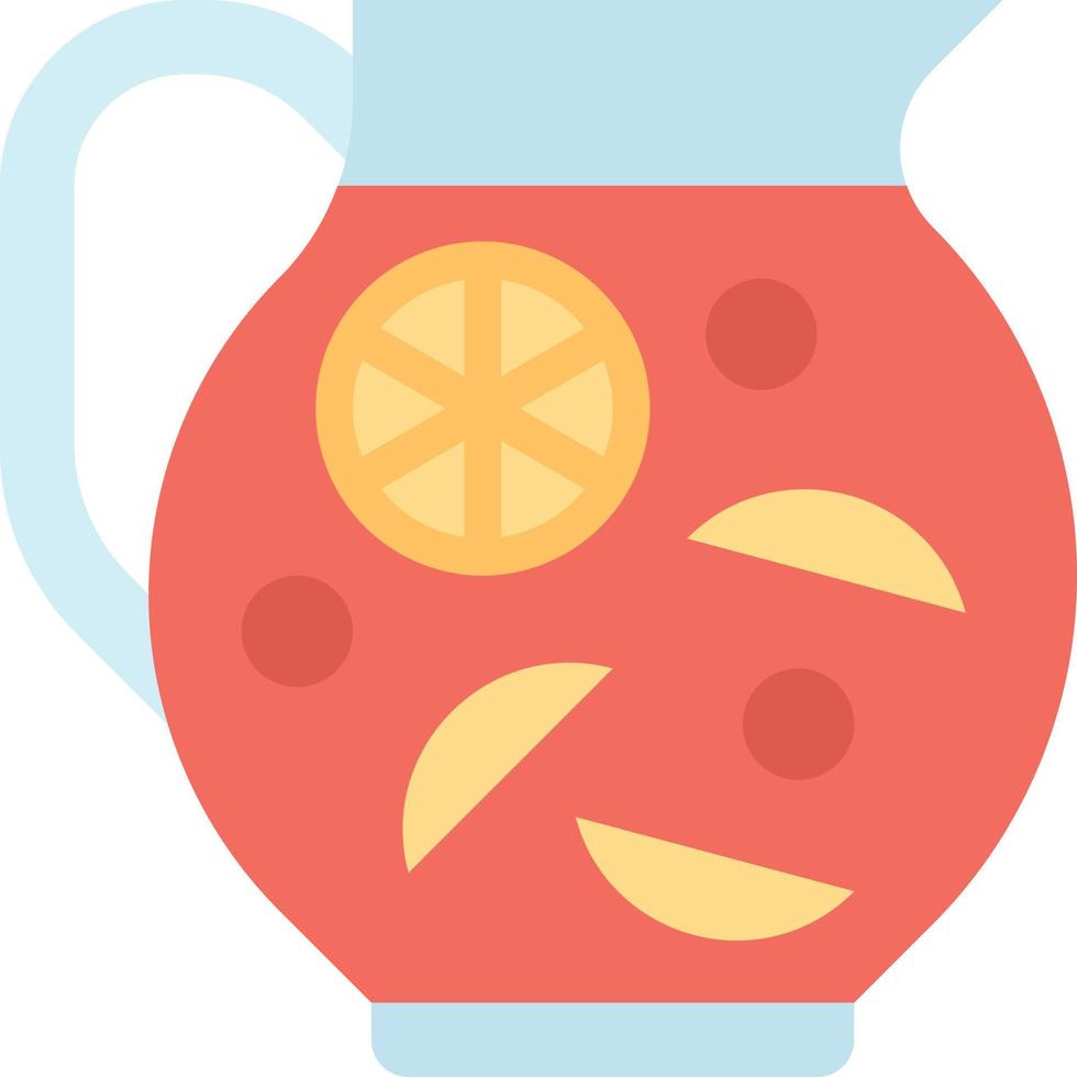 bebida de jarra de cola sin alcohol de ponche de frutas - icono plano vector