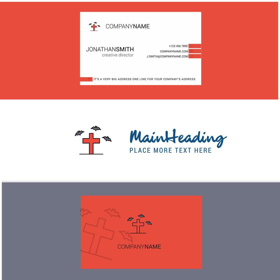 Beautiful Grave Logo and business card vertical Design Vector