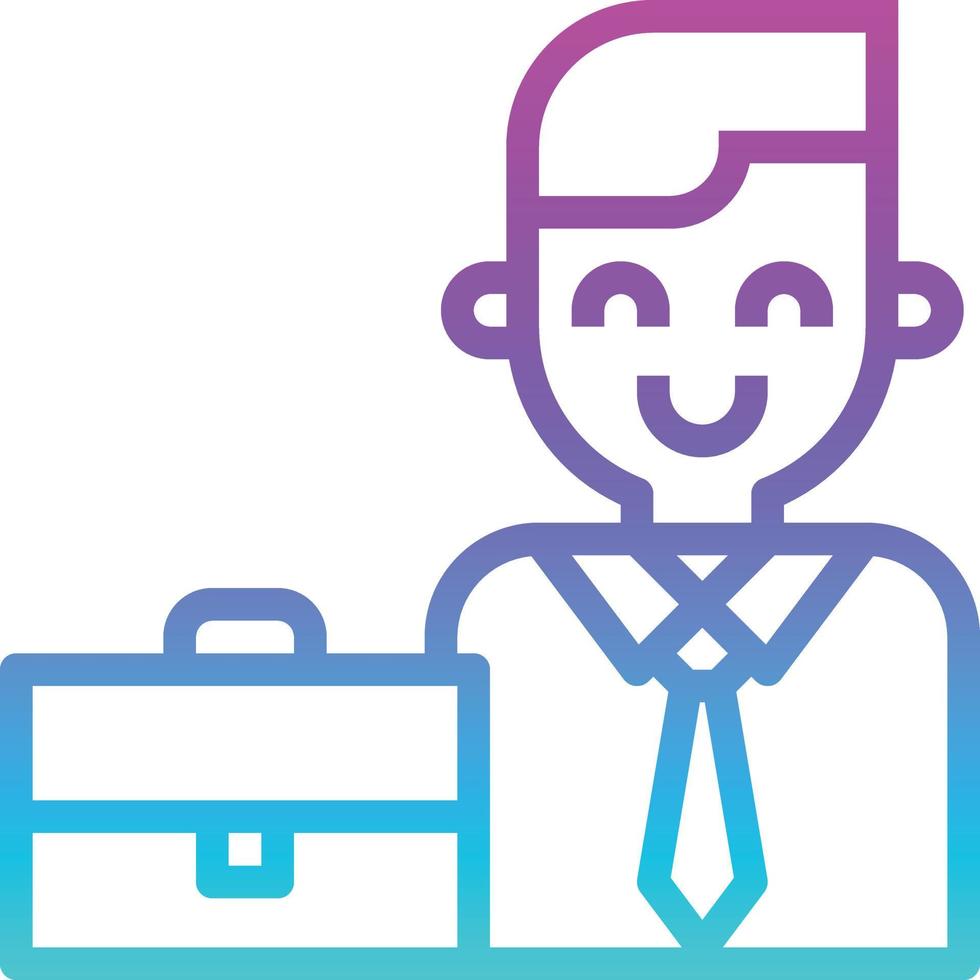 businessman working employee employer bag smile - gradient icon vector