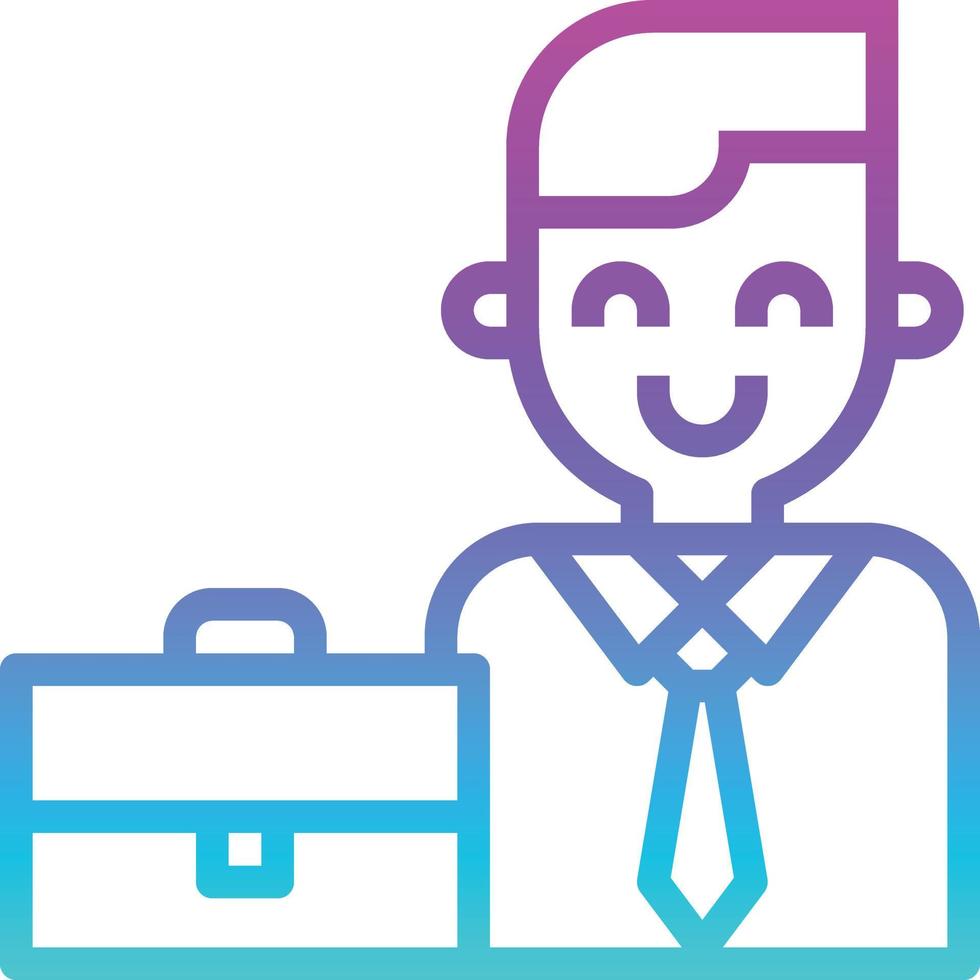 empresario trabajador empleado empleador bolsa sonrisa - icono degradado vector