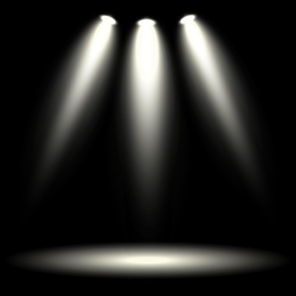 Spotlights on a black background vector