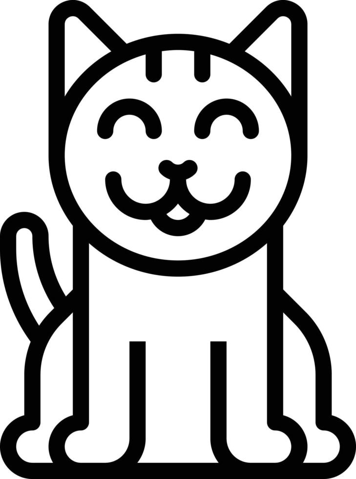 mascota gato canino sonrisa - icono de contorno vector