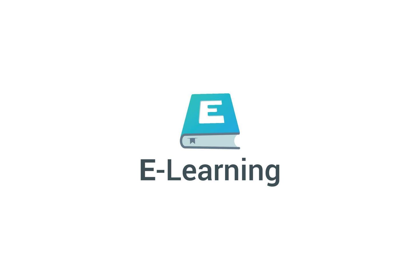 Letter E online learning digital diary book logo vector