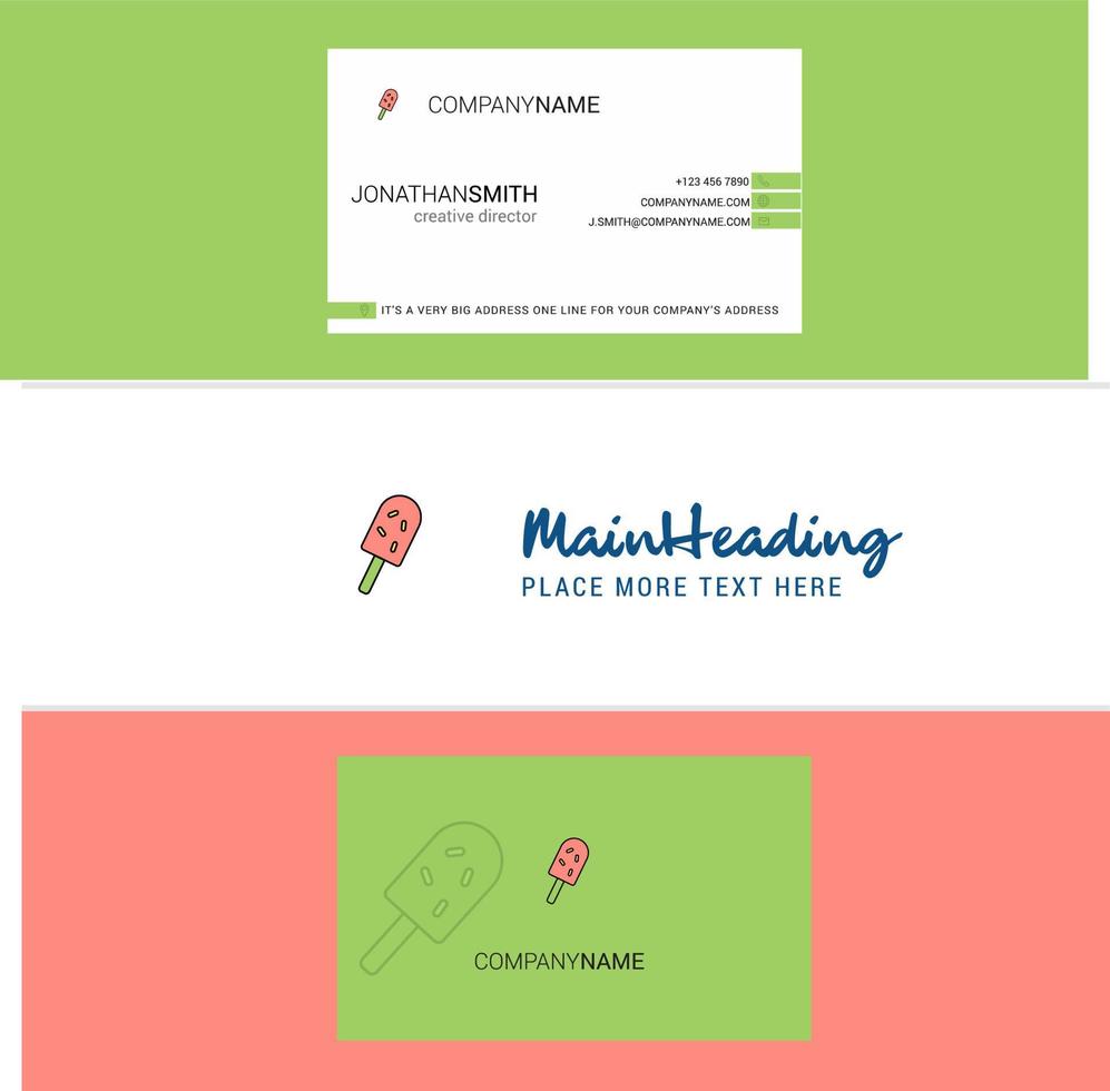 Beautiful Ice cream Logo and business card vertical Design Vector
