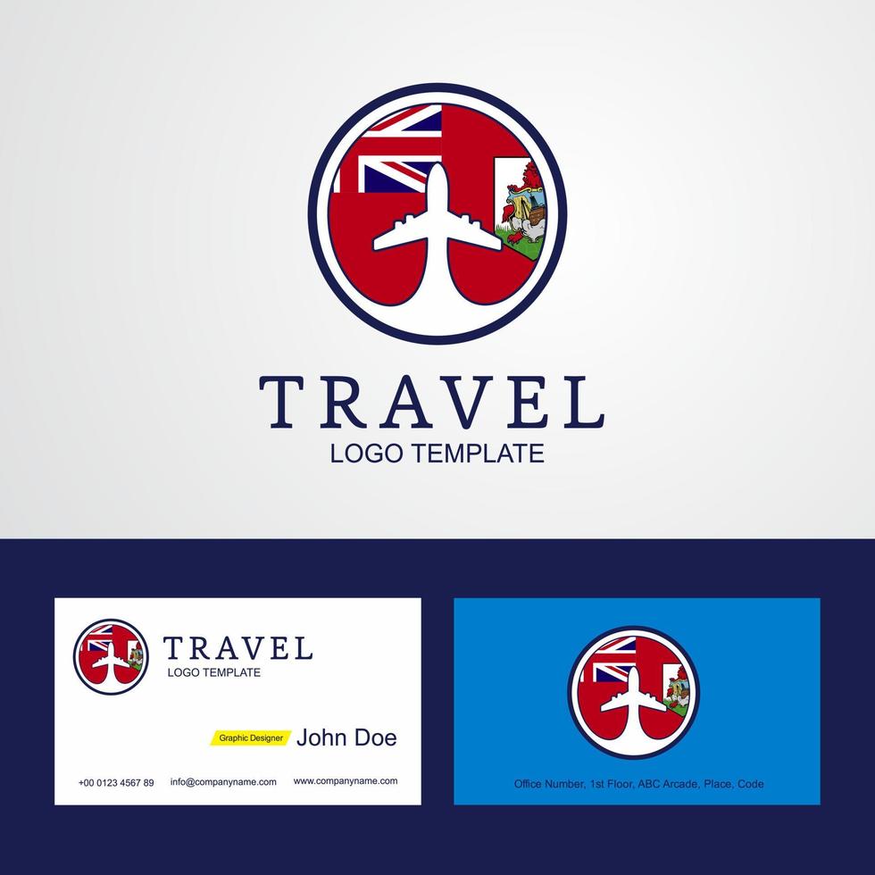 logotipo de la bandera del círculo creativo de las bermudas de viaje y diseño de la tarjeta de visita vector