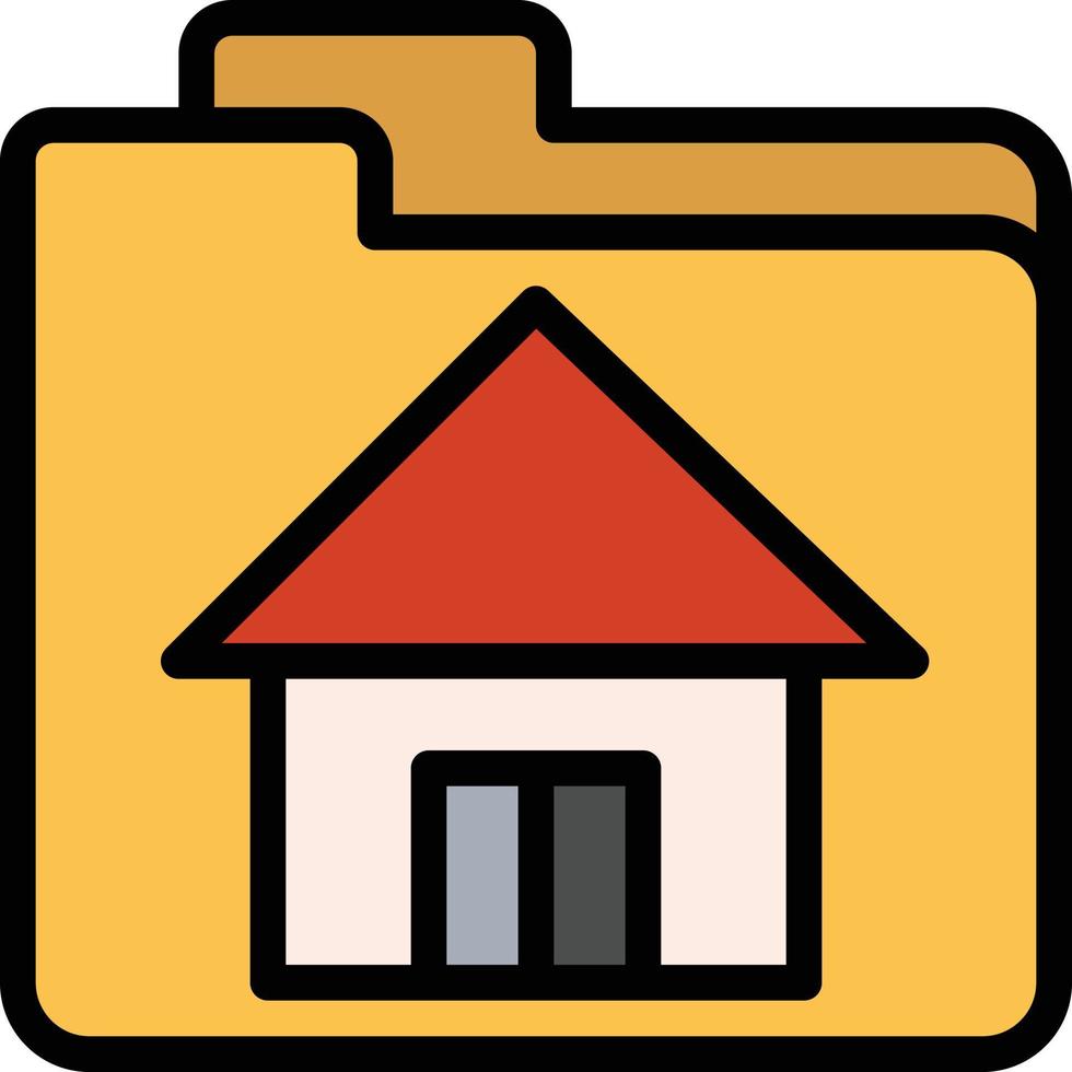 archives folders files real estate house - filled outline icon vector