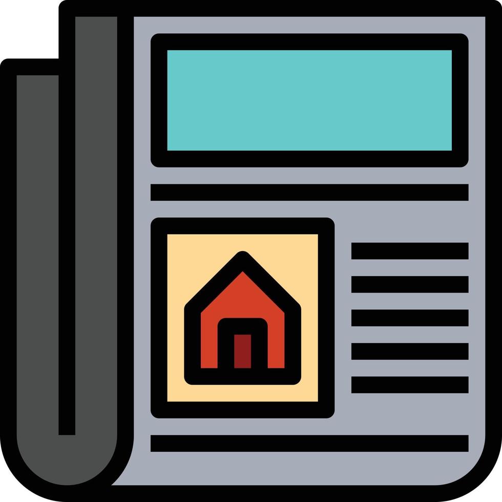 newspaper house real estate advertisement promotion - filled outline icon vector