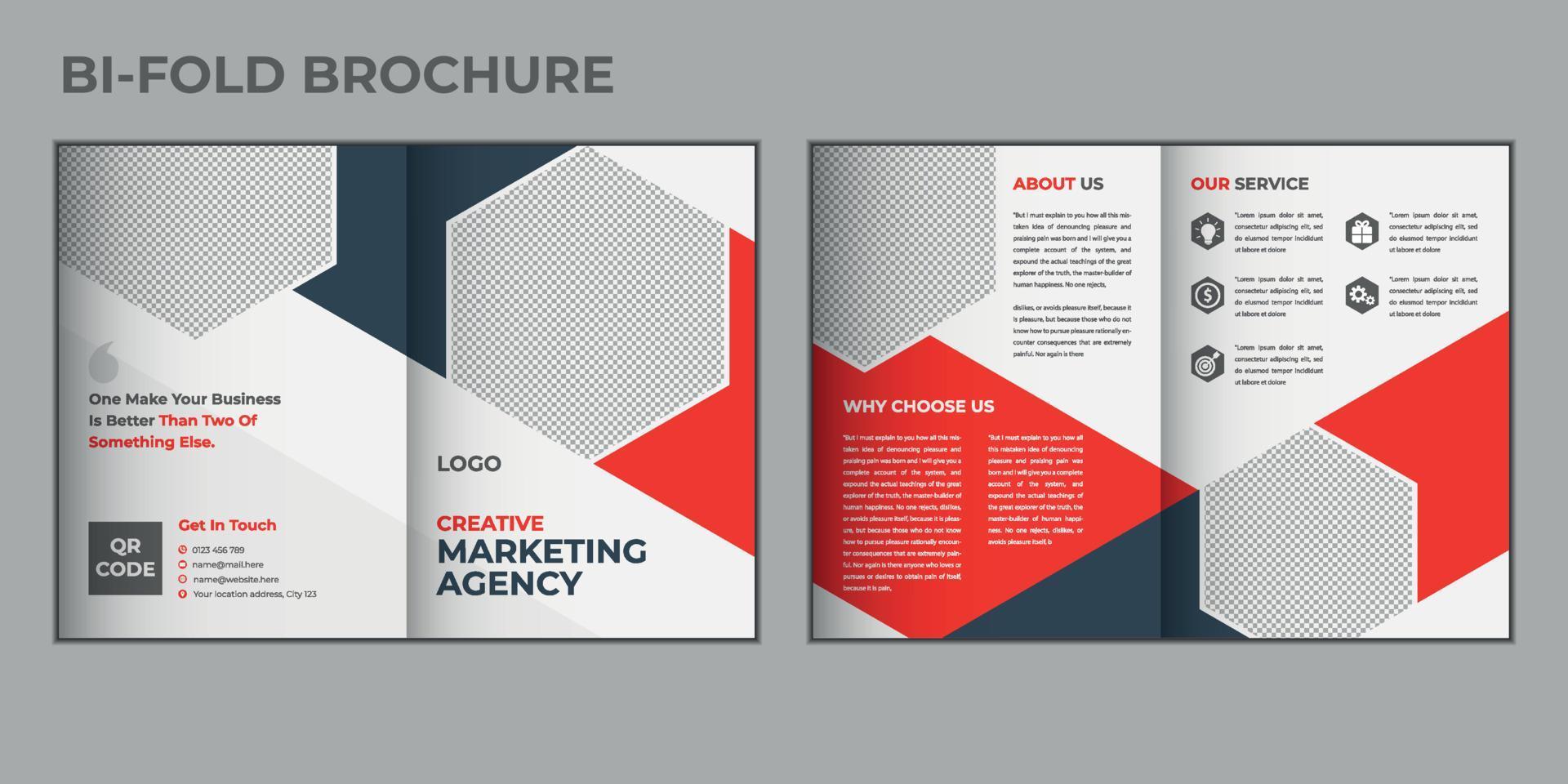 Corporate editable bifold brochure template design for business vector