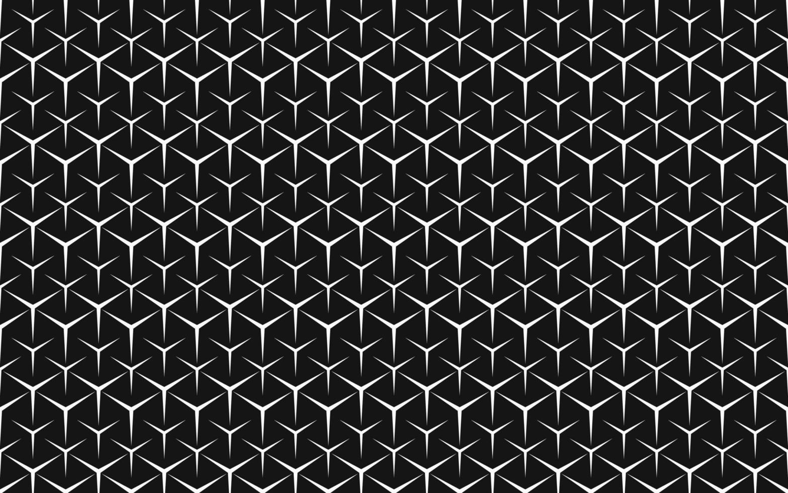 Seamless white three-pointed star on a black background. vector