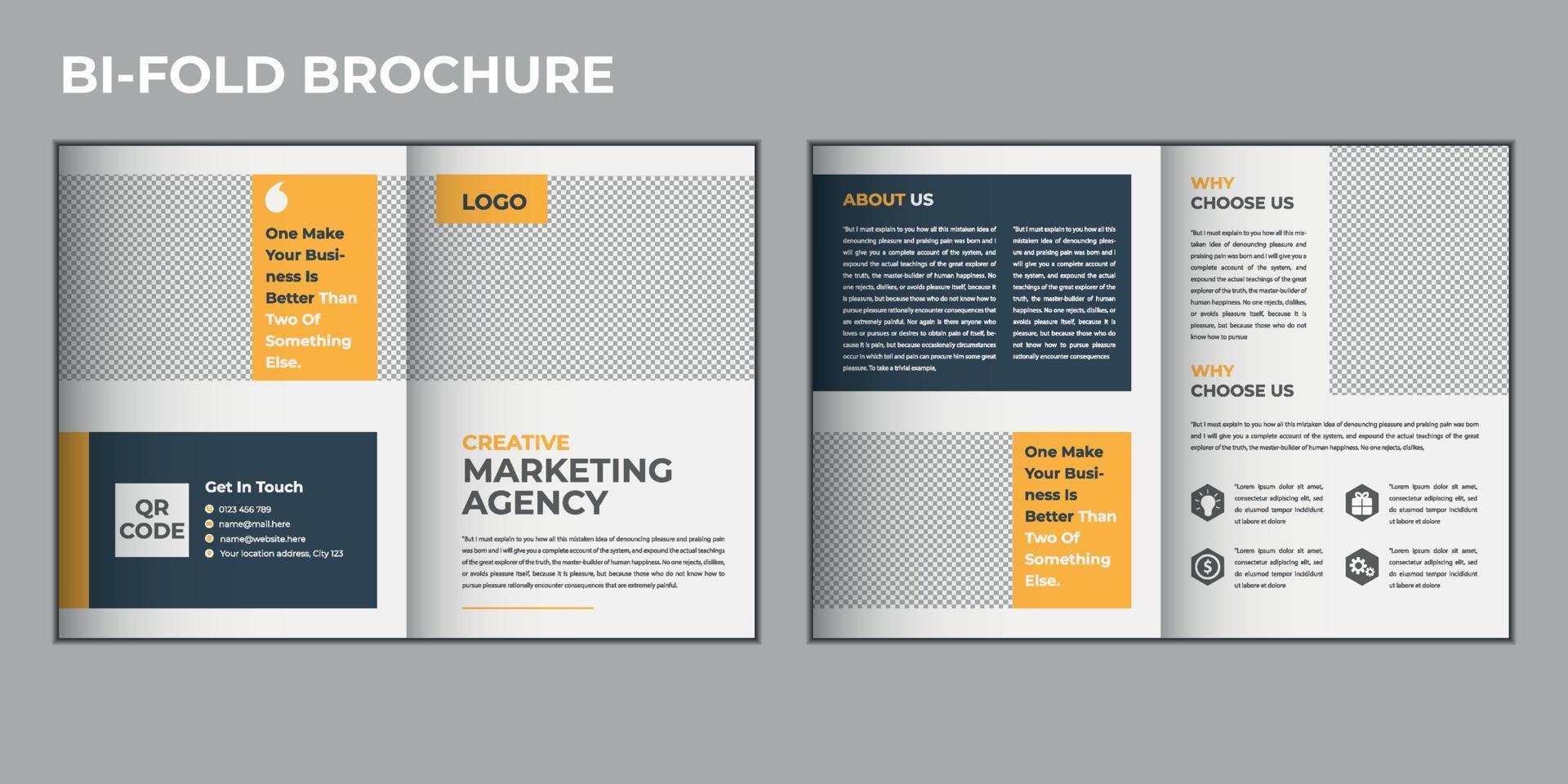 Corporate editable bifold brochure template design for business vector
