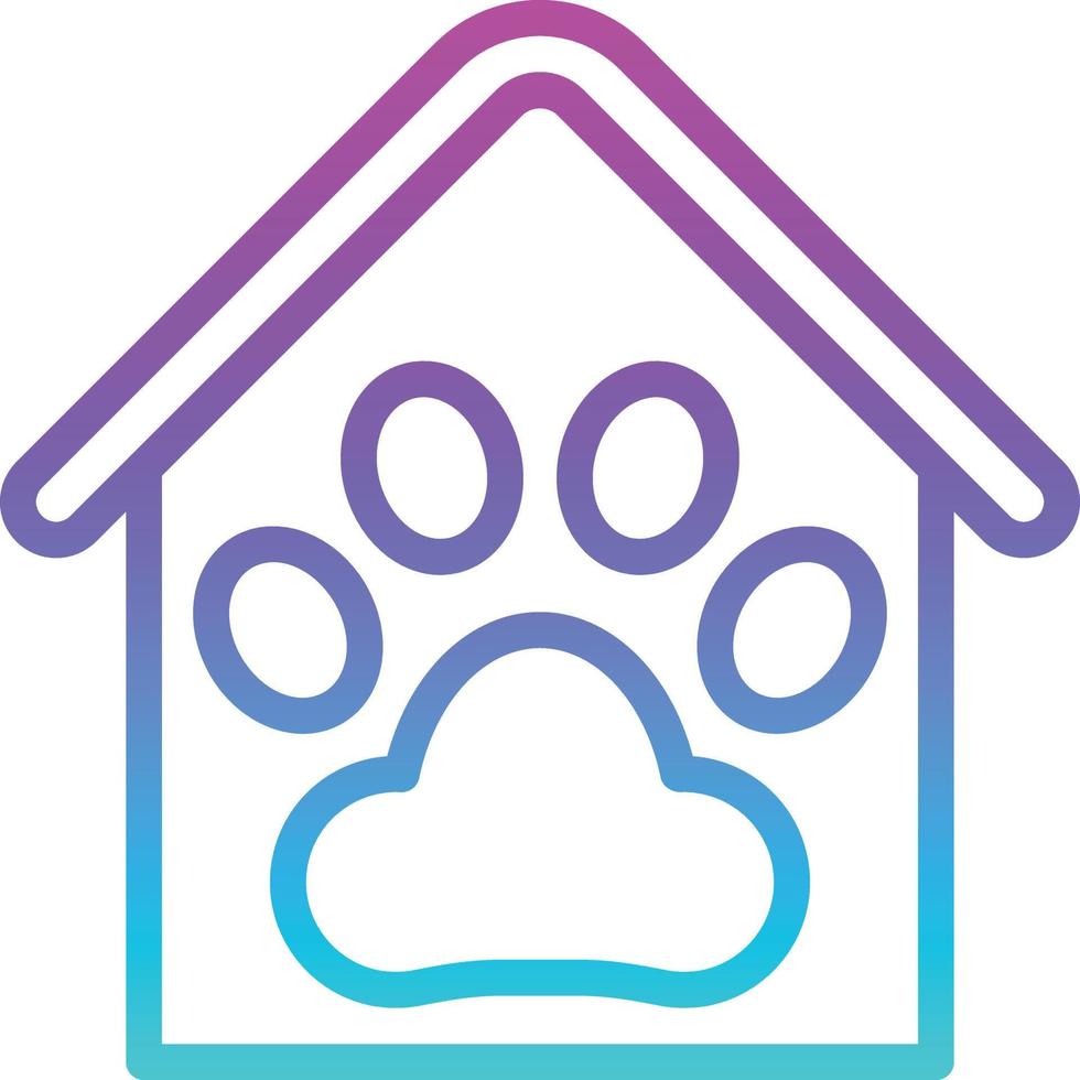 pet mart house paw vet - gradient icon vector