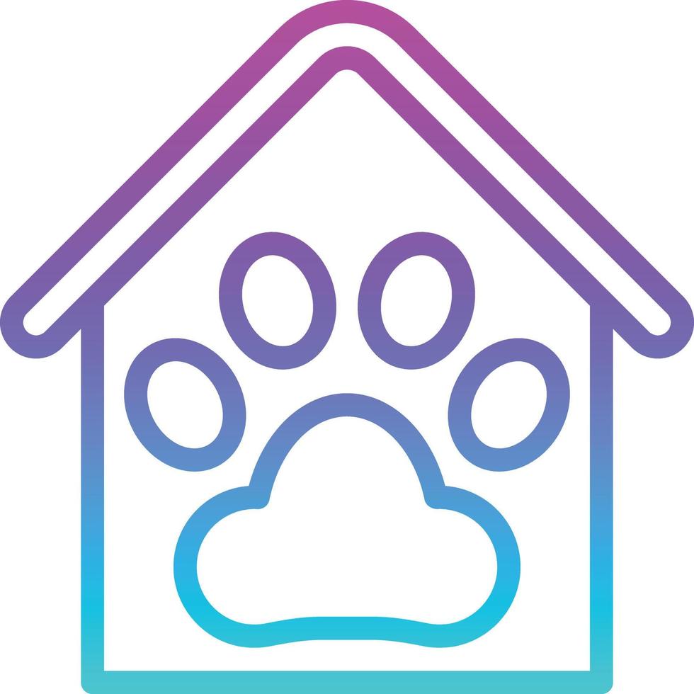 pet mart house paw vet - gradient icon vector