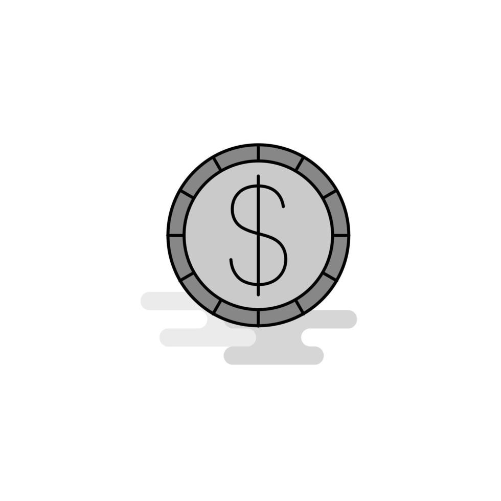 Dollar Web Icon Flat Line Filled Gray Icon Vector