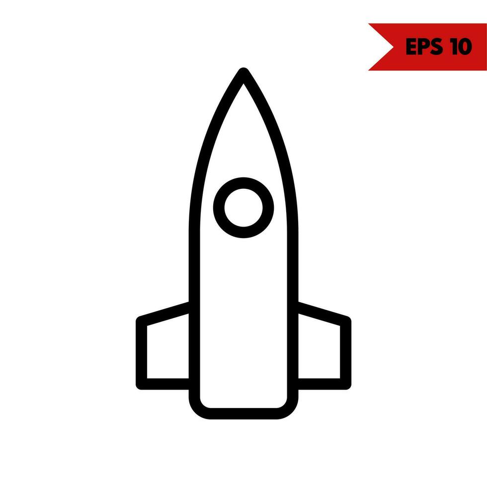 ilustración del icono de la línea de cohetes vector