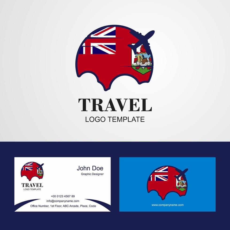 logo de la bandera de bermuda de viaje y diseño de tarjeta de visita vector
