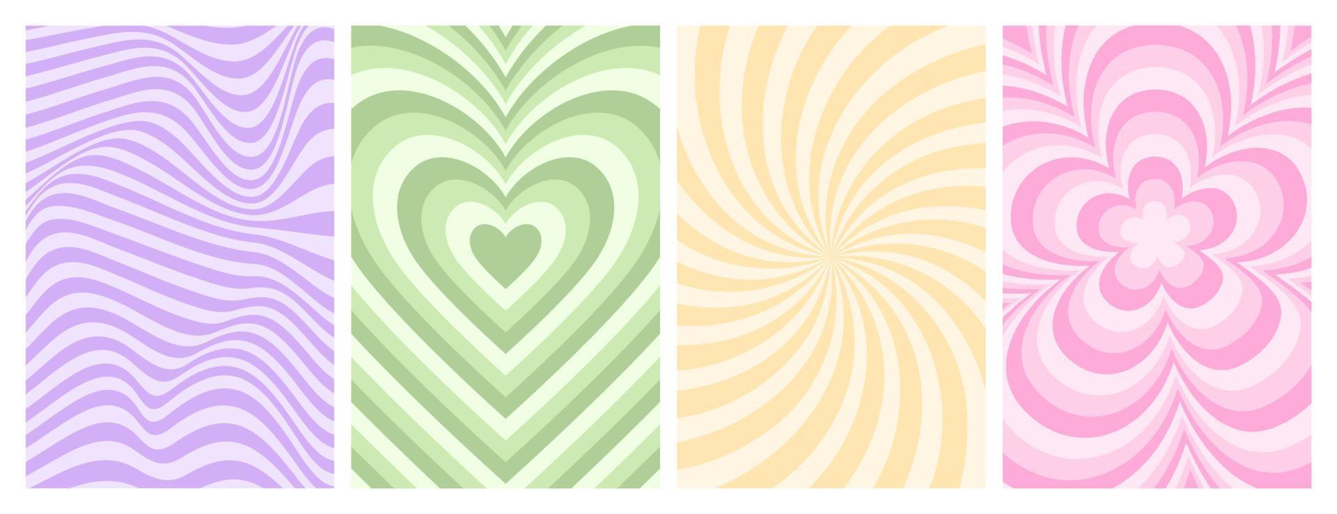 Y2k backgrounds. Waves, swirl, twirl, twisted, floral texture in trendy retro 2000s style. vector