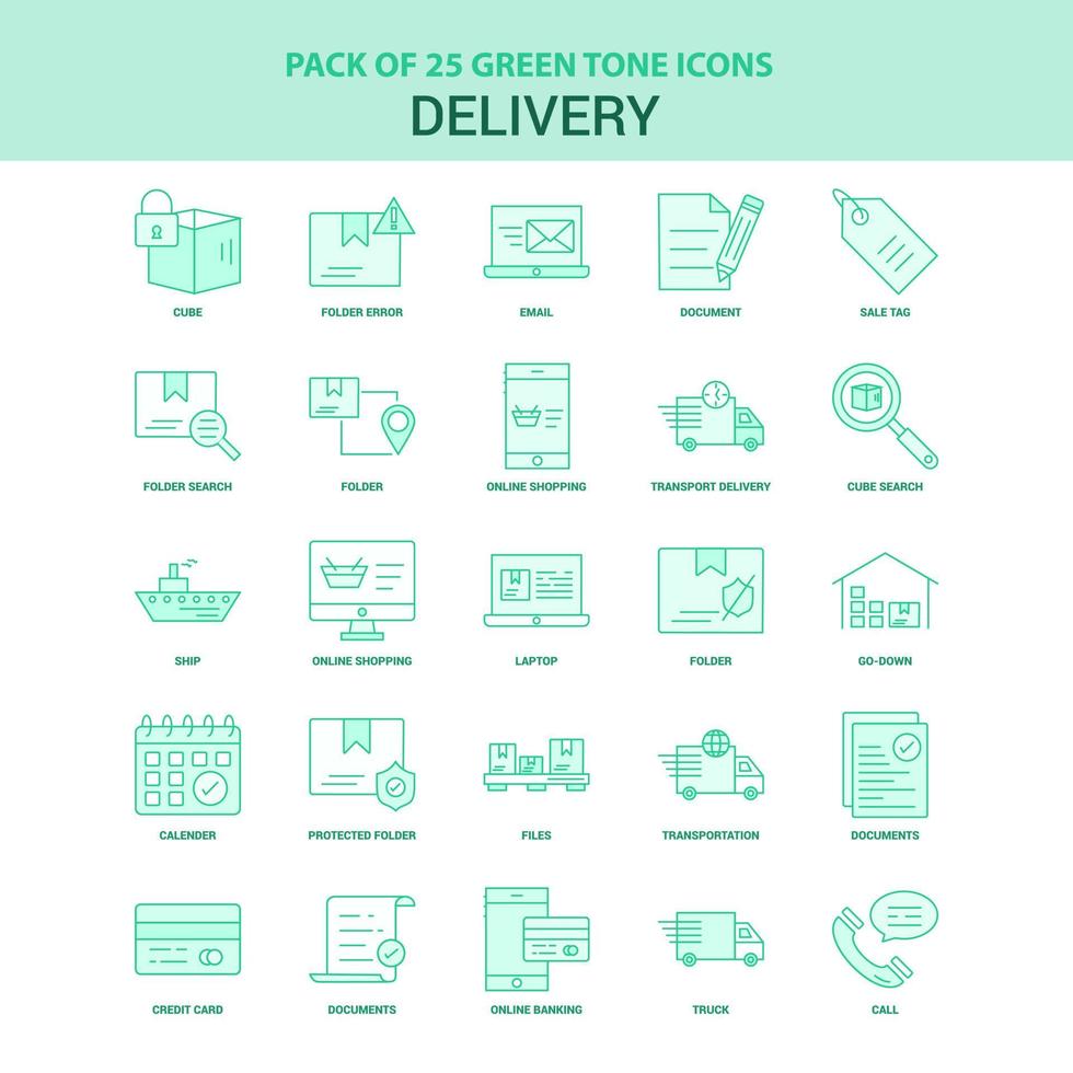 25 Green Delivery Icon set vector