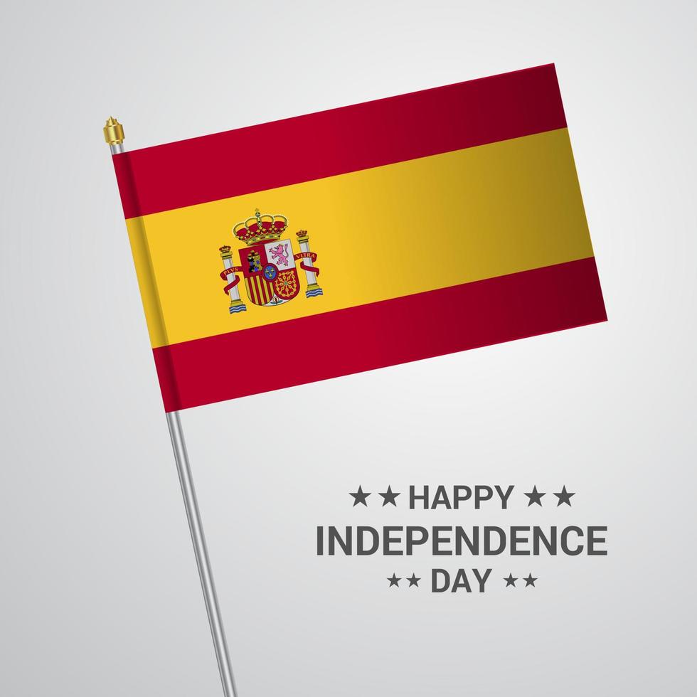 diseño tipográfico del día de la independencia de españa con vector de bandera