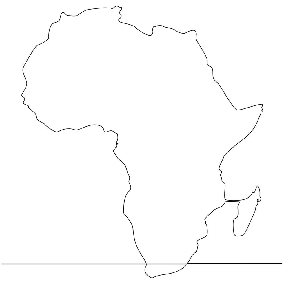 Continuous line drawing of map Africa vector line art illustration