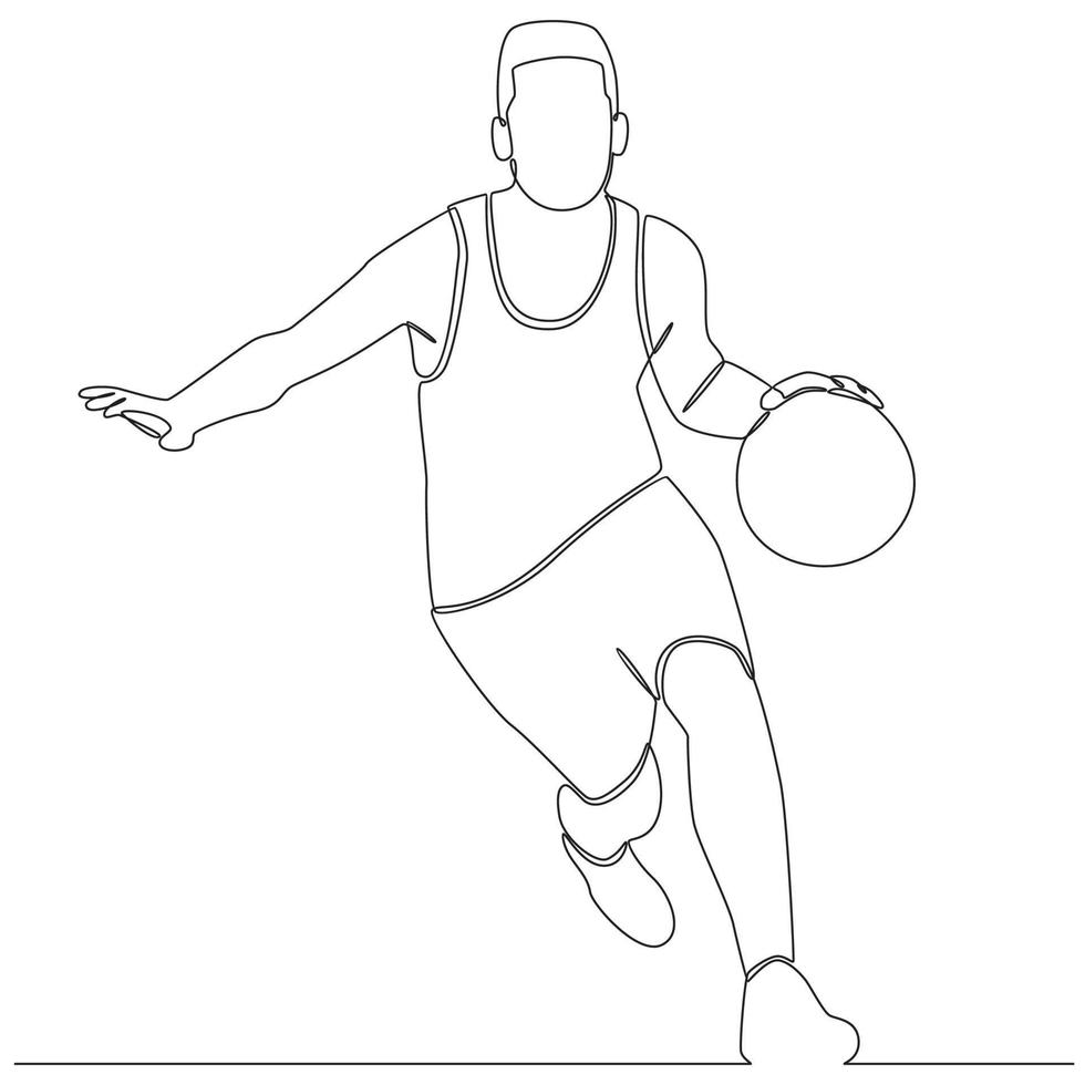 jugador de baloncesto línea continua dibujo vector línea arte