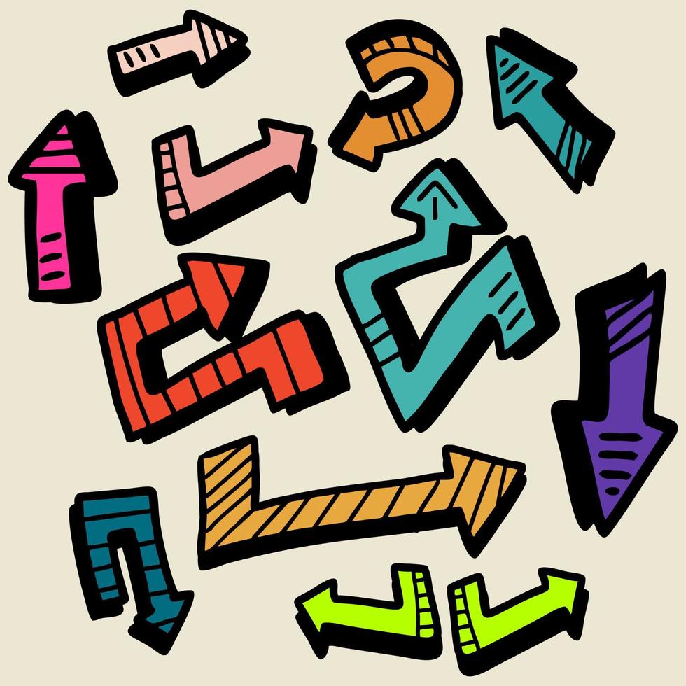a set of arrow illustration vectors in old school doodle style