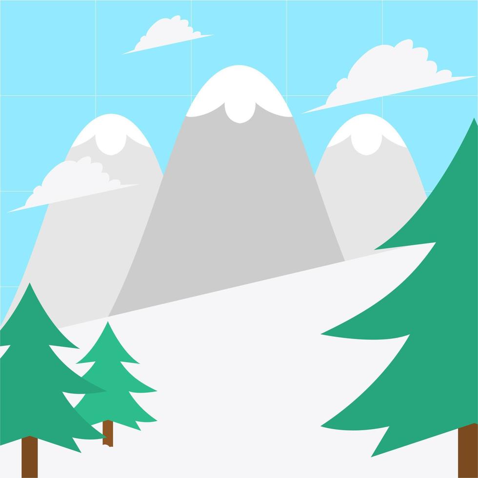 ilustración vectorial del paisaje montañoso nevado adecuado para el fondo temático invernal vector