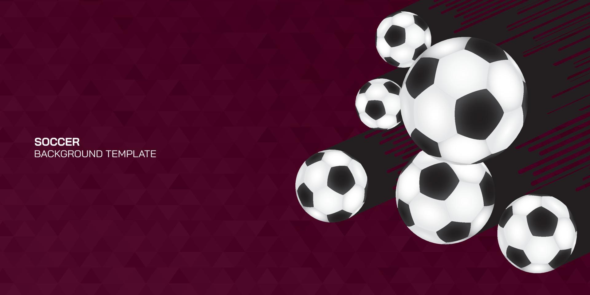 Soccer balls meteor on red background with blank space. Football tournament, soccer, sport poster concept background. vector