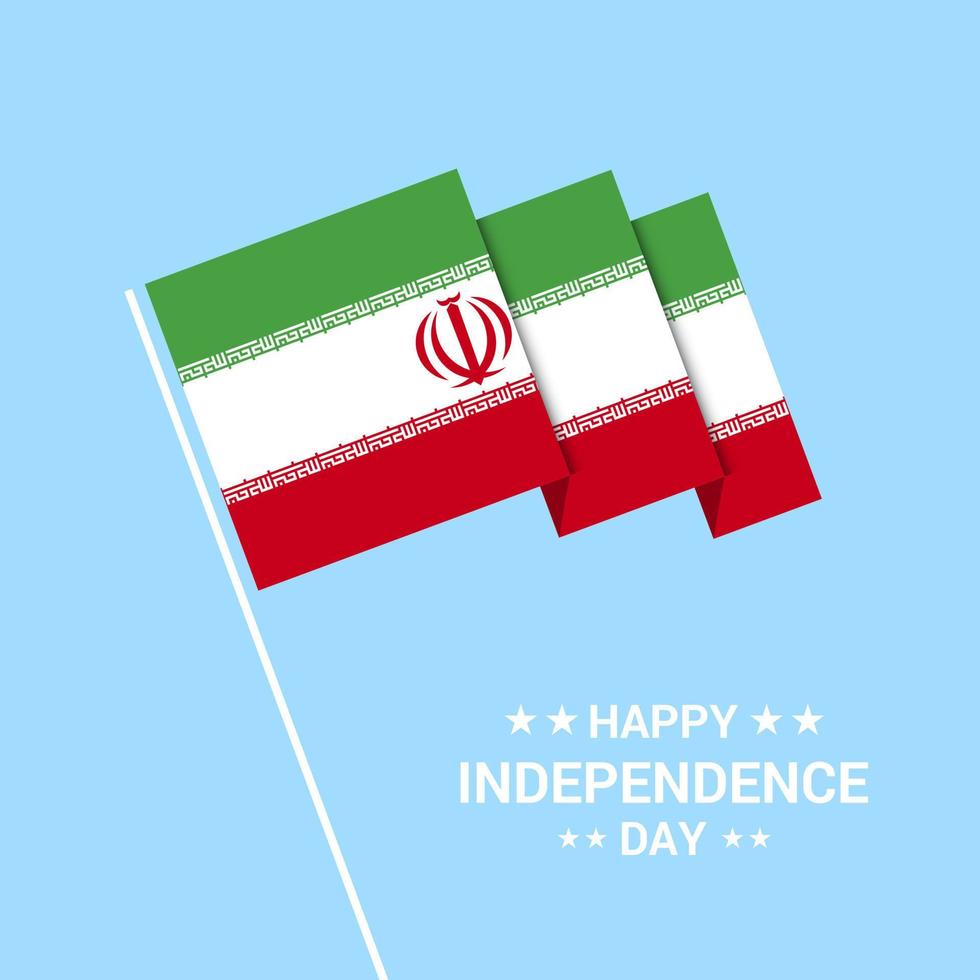 diseño tipográfico del día de la independencia de irán con vector de bandera