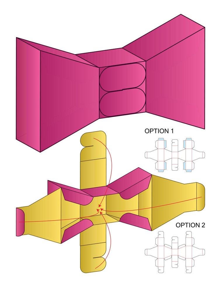 Box packaging die cut template design. 3d mock-up vector