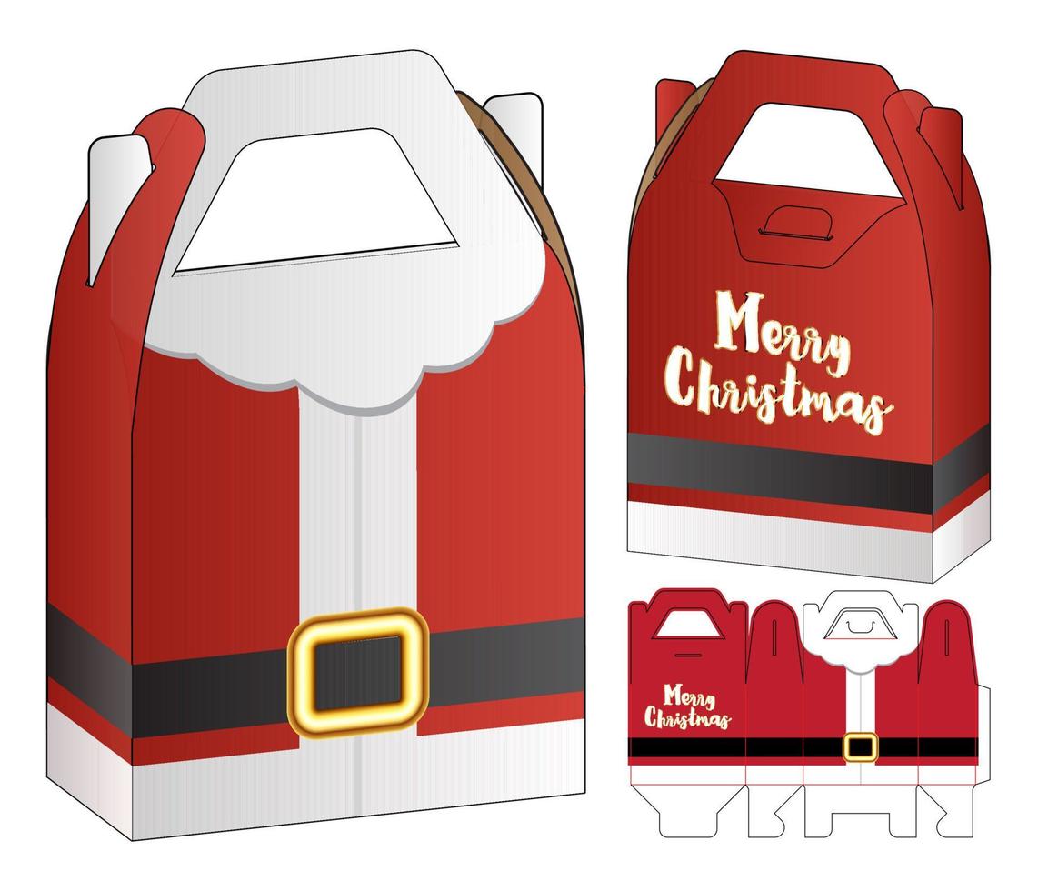 Santa Claus Christmas Box packaging template. vector