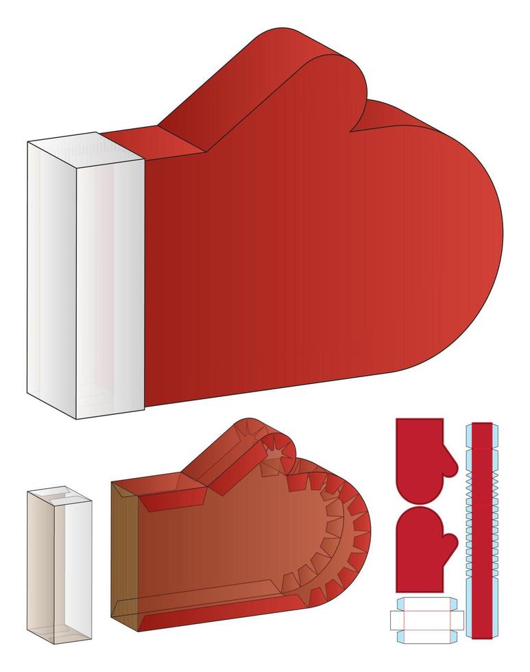 Christmas Glove Box packaging template. vector