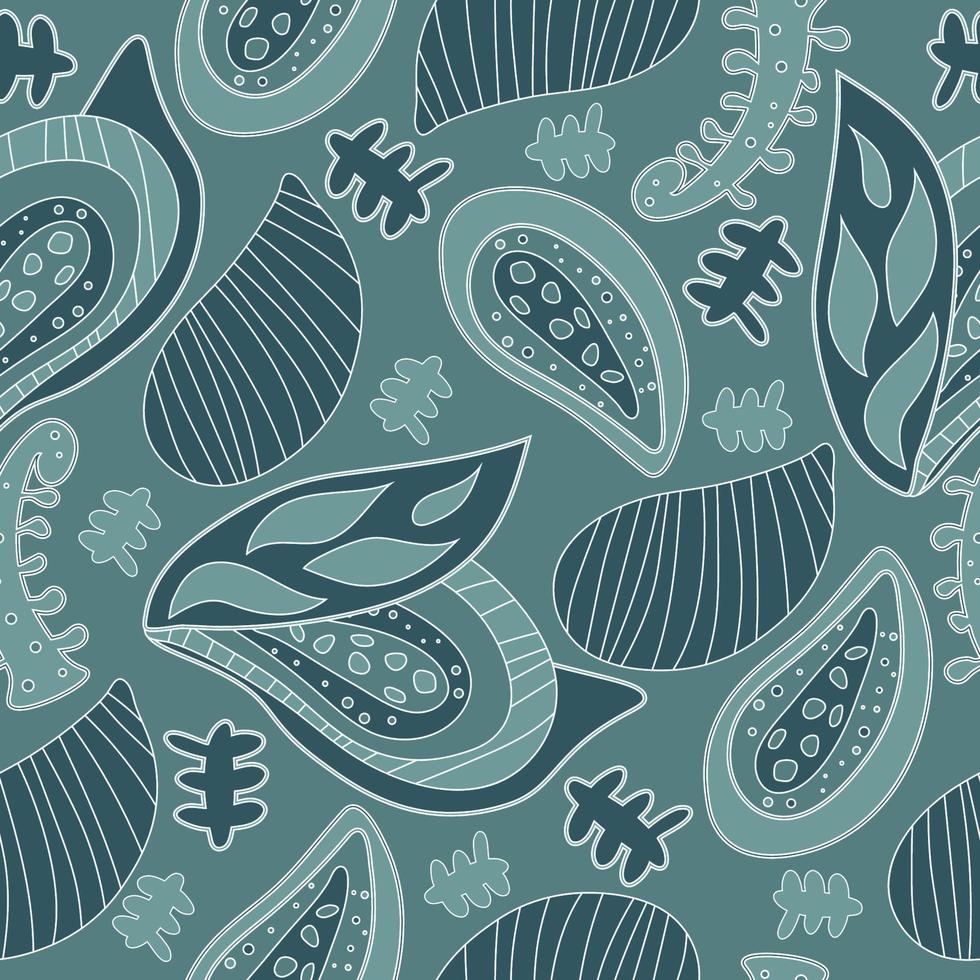 Seamless pattern based on an ornament with a Paisley bandana print in green colors, scarf around the neck, print on fabric, wallpaper vector