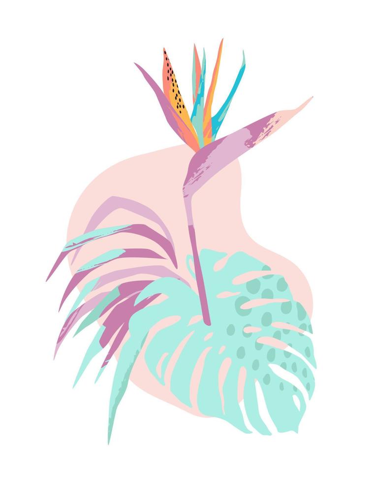 ilustración tropical abstracta. diseño aislado para camisetas, afiches, portadas, tarjetas, decoración de interiores y otros usos. vector