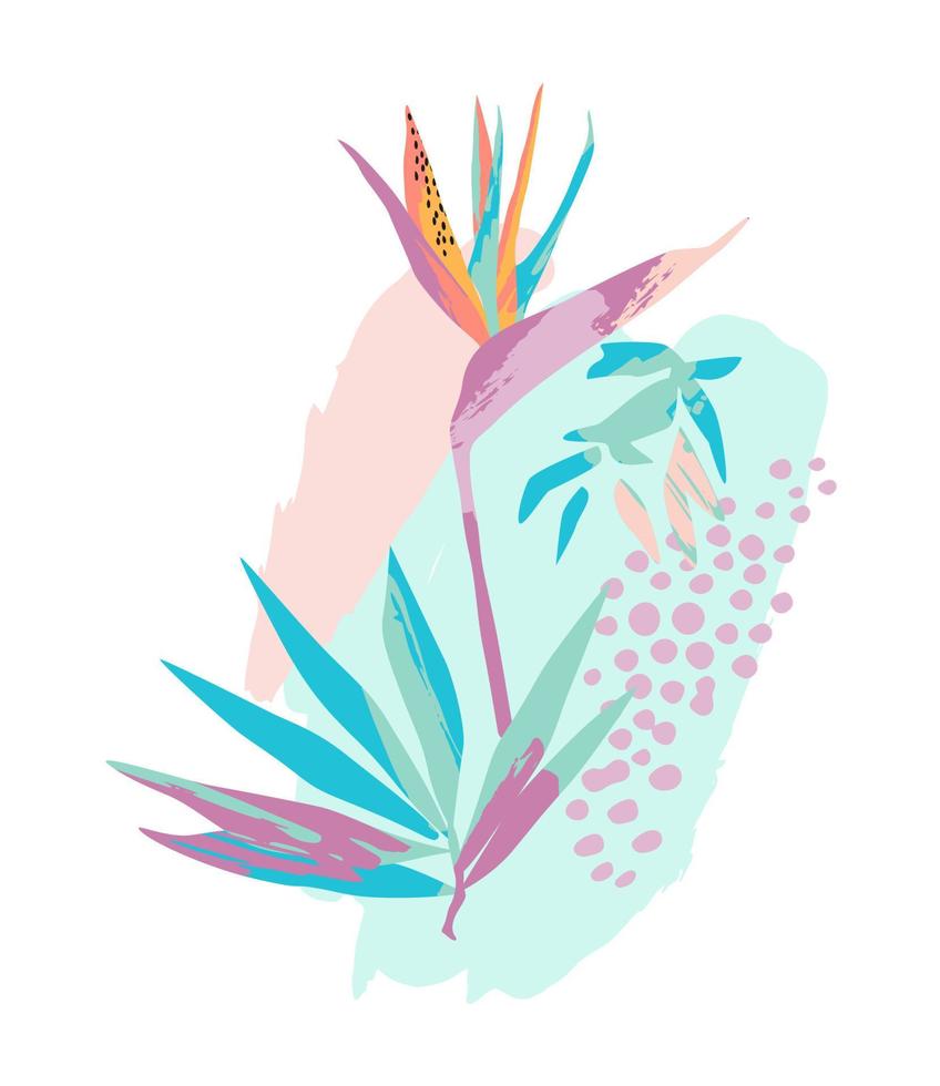 ilustración tropical abstracta. diseño aislado para camisetas, afiches, portadas, tarjetas, decoración de interiores y otros usos. vector