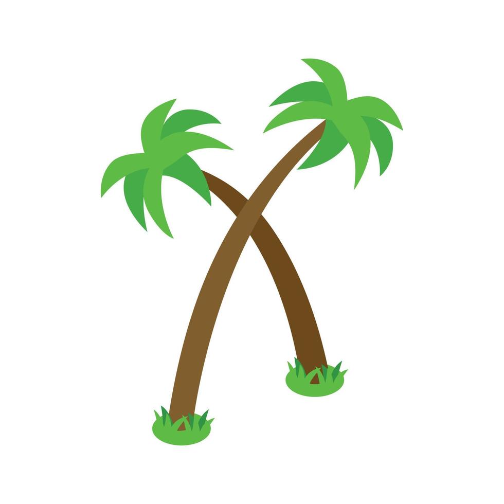 Two palm trees icon, isometric 3d style vector