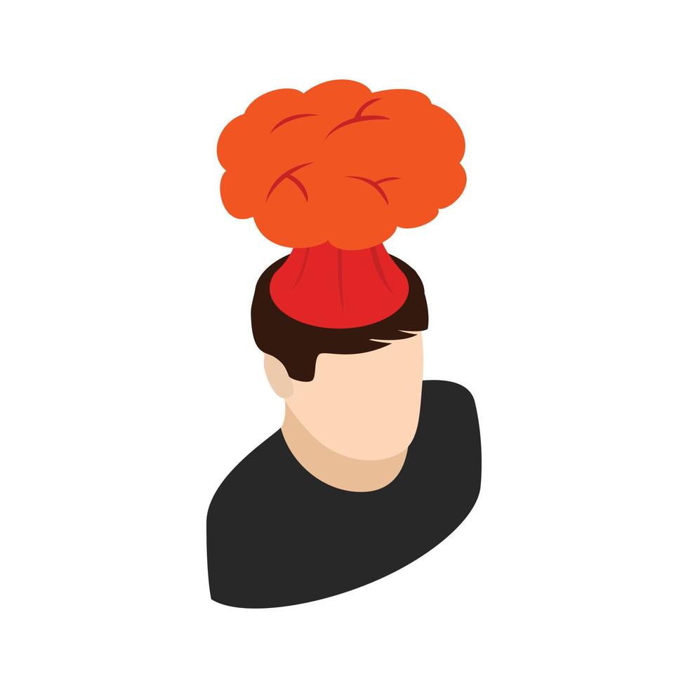 Volcanic exploding brain icon, isometric 3d style vector