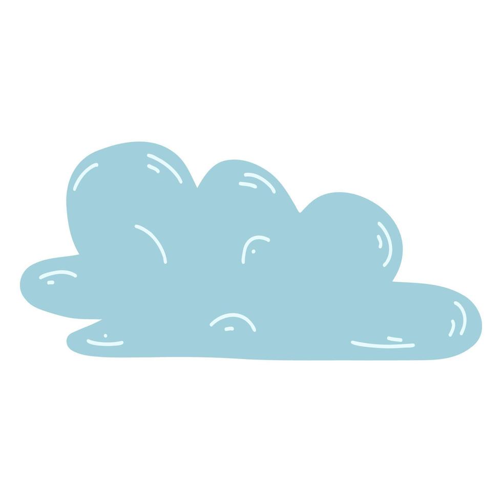 Cartoon hand drawn cloud icon. Vector illustration of weather forecast, natural phenomena in childish style